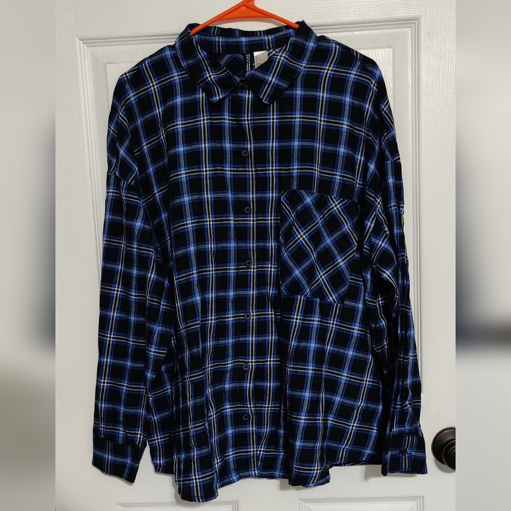 Black And Blue Plaid Button-Down Shirt